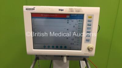 Drager Evita XL Ventilator Software Version 07.06 - Running Hours 44769 on Stand with CO2 Sensor and Hoses (Powers Up) *S/N ASAN-0249* **Mfd 2009** - 10