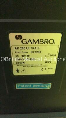 4 x Gambro AK 200 Ultra S Dialysis Machines with Hoses (All Power Up) * SN 19138 / 18084 / 25660 / 25550* - 13