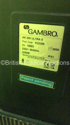 4 x Gambro AK 200 Ultra S Dialysis Machines with Hoses (All Power Up) * SN 19652 / 25774 / 18083 / 19652 * - 6