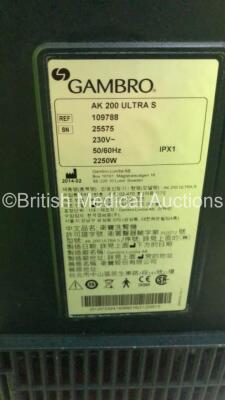 3 x Gambro AK 200 Ultra S Dialysis Machines with Hoses (All Power Up) * SN 25773 / 25656 / 25575 * - 7