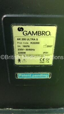 3 x Gambro AK 200 Ultra S Dialysis Machines with Hoses (All Power Up-1 x Incomplete-See Photos) * SN 18081 / 25655 / 16576 * - 9