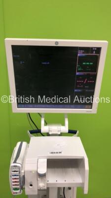 GE Datex-Ohmeda CDA19T Monitor with GE Module Rack Ref M1115512 Including 1 x E-MiniC Gas Module * Mfd 2012 * and 1 x GE Patient Data Module with ECG,Temp/CO,P1/P3,P2/P4,SpO2,NIBP and Defib/Sync * Mfd 2013 * on Stand (Powers Up) - 3