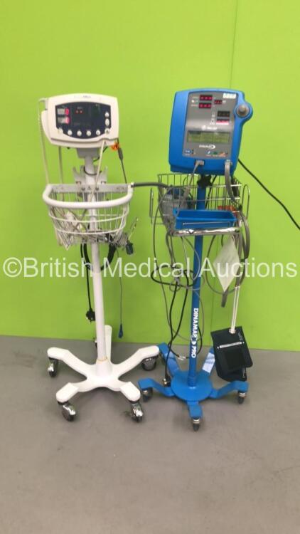 1 x GE Dinamap Pro 300 Patient Monitor on Stand with 1 x SpO2 Finger Sensor and 1 x BP Hose and Cuff and 1 x Welch Allyn 53NTO Patient Monitor on Stand with 1 x BP Hose and 1 x SpO2 Finger Sensor (Both Power Up) * SN JA091604 / 010M3399050 *