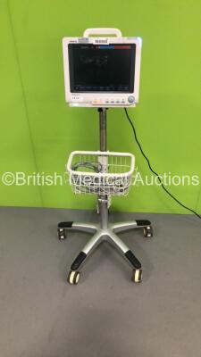 Mindray BeneView T5 Patient Monitor on Stand with Leads (Powers Up-Missing Side Panel-See Photos) * SN CM-29127123 * * Mfd 2012 *