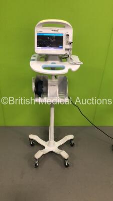 Welch Allyn 6000 Series Vital Signs Monitor on Stand (Powers Up - Missing Front Lower Trim - See PIctures)