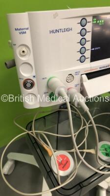 2 x Huntleigh Sonicaid FM800 Encore Fetal Monitors on Stands with 2 x Transducers (Both Power Up - 1 x Crack in Casing - See Pictures) - 5