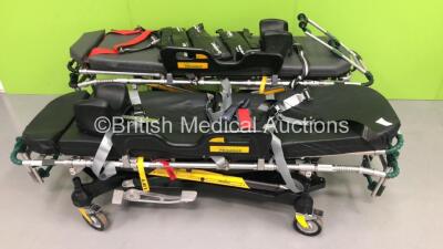 2 x Ferno Pegasus Ambulance Stretchers with Mattresses and Head Rests (Hydraulics Tested Working)