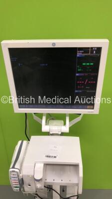 GE Datex-Ohmeda CDA19T Monitor with GE Module Rack Ref M1115512 Including 1 x E-MiniC Gas Module * Mfd 2013 * and 1 x GE Patient Data Module with ECG,Temp/CO,P1/P3,P2/P4,SpO2,NIBP and Defib/Sync * Mfd 2013 * on Stand (Powers Up) - 3