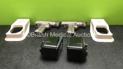 2 x Stryker 6208 System 6 Sagittal Handpieces, 2 x Stryker Ref 6126-120-000 Aseptic Housing and 2 x Stryker Ref 6126-130 Battery Holders