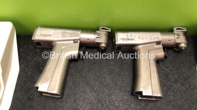 2 x Stryker 6208 System 6 Sagittal Handpieces, 2 x Stryker Ref 6126-120-000 Aseptic Housing and 2 x Stryker Ref 6126-130 Battery Holders - 2