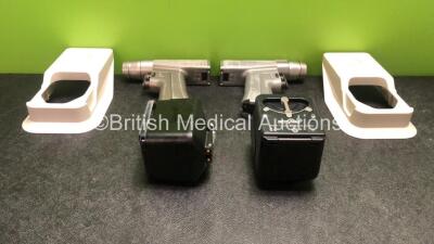 2 x Stryker 6205 System 6 Rotary Handpieces, 2 x Stryker Ref 6126-120-000 Aseptic Housing and 2 x Stryker Ref 6126-130 Battery Holders