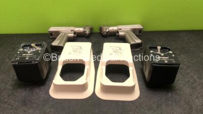 2 x Stryker 6208 System 6 Rotary Handpieces, 2 x Stryker Ref 6126-120-000 Aseptic Housing and 2 x Stryker Ref 6126-130-000 Battery Holders