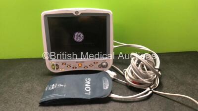 GE Dash 5000 Patient Monitor Including ECG, CO2, Temp/CO, SpO2, NBP, BP1/3, BP2/4 Options and 2 x SM201-6 Batteries, 1 x SpO2 Lead with Finger Sensor and 1 x BP Hose and Cuff (Powers Up) *SN SD007441088GA*