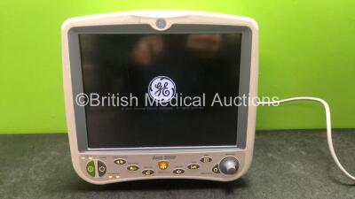 GE Dash 5000 Patient Monitor Including ECG, CO2, Temp/CO, SpO2, NBP, BP1/3, BP2/4 Options and 2 x SM201-6 Batteries (Powers Up with Damaged Casing/Light-See Photos) *SN SD008025270GA*