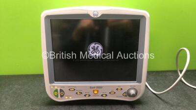 GE Dash 5000 Patient Monitor Including ECG, CO2, Temp/CO, SpO2, NBP, BP1/3, BP2/4 Options and 2 x SM201-6 Batteries (Powers Up with Damaged Casing/Light-See Photos) *SN SBG05525709GA*