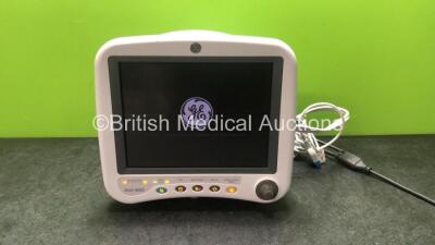 GE Dash 4000 Patient Monitor Including ECG, CO2, NBP, BP1, BP2, SpO2, Temp/CO Options with 1 SpO2 Lead, 1 x SpO2 Finger Sensor, 1 x 5 Lead ECG Lead, 1 x BP Hose, 1 x BP Cuff and 1 x SM 201 Battery (Powers Up) *SN DSH05042926GA*