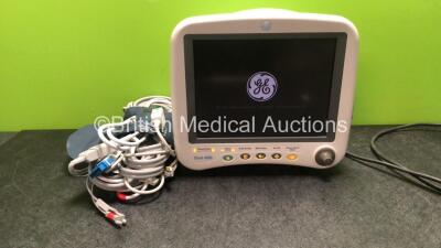 GE Dash 4000 Patient Monitor Including ECG, CO2, NBP, BP1, BP2, SpO2, Temp/CO Options with 1 SpO2 Lead, 1 x SpO2 Finger Sensor, 1 x 3 Lead ECG Lead, 1 x BP Hose, 1 x BP Cuff and 2 x SM 201 Batteries (Powers Up) *SN DSH05252280GA*