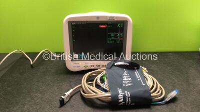 GE Dash 4000 Patient Monitor Including ECG, CO2, NBP, BP1, BP2, SpO2, Temp/CO Options with 1 SpO2 Lead, 1 x SpO2 Finger Sensor, 1 x 5 Lead ECG Lead, 1 x BP Hose, 1 x BP Cuff and 2 x SM 201 Batteries (Powers Up) *SN DSH04501146GA*