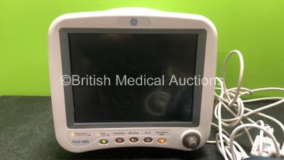 GE Dash 4000 Patient Monitor Including ECG, CO2, NBP, BP1, BP2, SpO2, Temp/CO Options with 1 SpO2 Lead, 1 x SpO2 Finger Sensor, 1 x 5 Lead ECG Connector Cable, 1 x BP Hose, 1 x BP Cuff and 2 x SM 201-6 Batteries (Holds Power Blank Display Screen-See Photo - 2