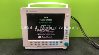 Datex Ohmeda Compact Anaesthesia Monitor with 1 x GE Type E-PRESTN Module Including ECG, NIBP, SpO2, T1, T2, P1 and P2 Options, 2 x Blank Modules (Powers Up) *SN 6614305*