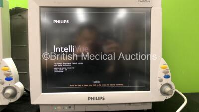 2 x Philips IntelliVue M8007A MP70 Touch Screen Patient Monitors Software Revision M.04.00, M.04.00 (Both Power Up, 1 with Missing Tag and Cracked Casing-See Photos) *Mfd 07-2010, 01-2005* - 3