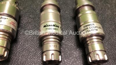 3 x Microaire 7100-001 Zimmer Reamer Couplers and 3 x Microaire Jacobs 1/4" Drill Couplers *S/N 1141 / 6001 / 1733 / 2133 / 1137 / 1100* - 3