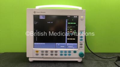 Datex Ohmeda Compact Anesthesia Monitor with 1 x GE Type E-PRESTN Module Including ECG, NIBP, SpO2, T1, T2, P1 and P2 Options, 2 x Blank Modules (Powers Up) *SN 6614310*