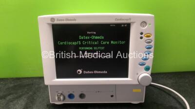 Datex Ohmeda Cardiocap 5 Ref 6051-0000-164-01 Critical Care Patient Monitor Including ECG, SpO2, NIBP and T1 Options (Powers Up) *SN 6018716*