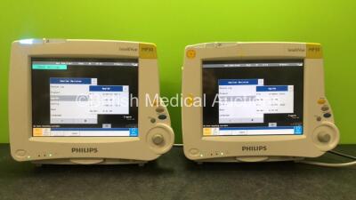 2 x Philips MP30 Touch Screen Patient Monitors Software Revisions G.01.80 (Both Power Up with Cracked Casing-See Photos) *C*