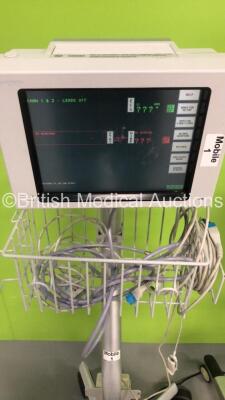 1 x Mindray VS-800 Vital Signs Monitor on Stand (Missing Top Light Cover - See Pictures) and 1 x Spacelabs 90369 Monitor on Stand with ECG, hlo1, hlo2, BP, NIBP, SPO2 and T1-2 Options (Both Power Up) *S/N 369-114138 / BY-83104743* - 2