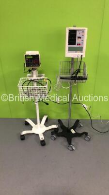 1 x Datascope Accutorr Plus Vital Signs Monitor on Stand and 1 x CSI Criticare 506DXN Vital Signs Monitor on Stand (Both Power Up) *S/N A711941-L9*