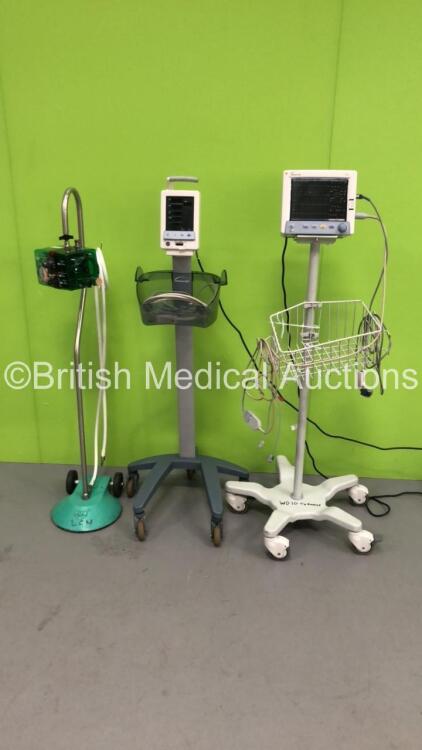 1 x Bird Mark 8 Respirator on Stand with Hose, 1 x Datascope Duo Vital Signs Monitor on Stand (No Power) and 1 x Datascope Trio Patient Monitor on Stand (Powers Up) (GH)