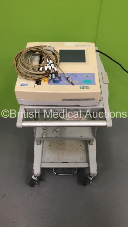 Fukuda Denshi CardiMax FX-7402 Machine on Stand with ECG Leads (Powers Up)