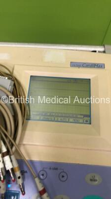 Fukuda Denshi CardiMax FX-7402 Machine on Stand with ECG Leads (Powers Up) - 3