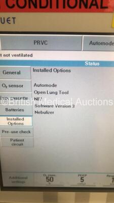 Maquet Servo-i MRI Conditional Ventilator Model No 06487800 System Version 8.0 System Software Version 8.00.01 / Total Operating Hours 13945 with Hoses (Powers Up) - 7