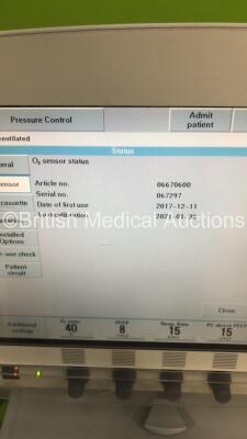 Maquet Servo-i Ventilator Model No 06487800 System Version 8.0 System Software Version 8.00.01 / Total Operating Hours 3816 with Hoses (Powers Up) - 4