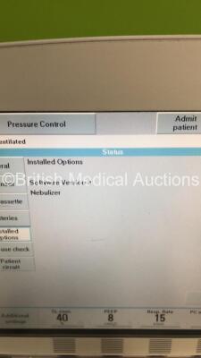 Maquet Servo-i Ventilator Model No 06487800 System Version 8.0 System Software Version 8.00.01 / Total Operating Hours 3816 with Hoses (Powers Up) - 7