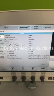 Maquet Servo-i Ventilator Model No 06487800 System Version 8.0 System Software Version 8.00.01 / Total Operating Hours 59245 with Hoses (Powers Up) - 4