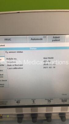 Maquet Servo-i Ventilator Model No 06487800 System Version 7.0 System Software Version 7.00.01 / Total Operating Hours 68275 with Hoses (Powers Up) - 4