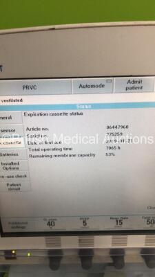 Maquet Servo-i Ventilator Model No 06487800 System Version 7.0 System Software Version 7.00.01 / Total Operating Hours 68275 with Hoses (Powers Up) - 5