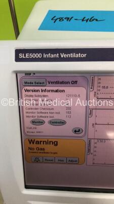 SLE 5000 Infant Ventilator TTV Plus Software Version 5.0 on Stand with Hoses (Powers Up) * S/N 54008 * * Mfd 2009 * - 6