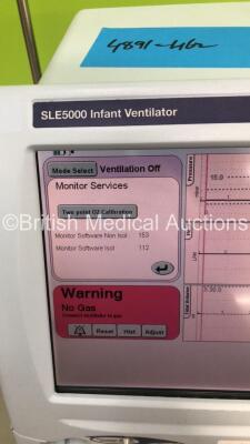 SLE 5000 Infant Ventilator TTV Plus Software Version 5.0 on Stand with Hoses (Powers Up) * S/N 54008 * * Mfd 2009 * - 7