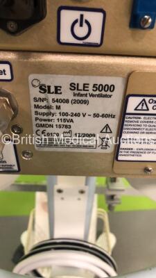 SLE 5000 Infant Ventilator TTV Plus Software Version 5.0 on Stand with Hoses (Powers Up) * S/N 54008 * * Mfd 2009 * - 14