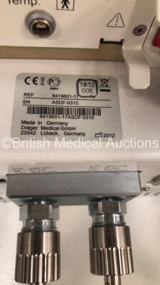 Drager Evita XL Ventilator with Hoses (Powers Up - Damaged Screen - Touch Screen Not Working) *S/N ASDF-0310* **Mfd 2012** - 10