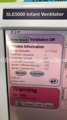 SLE 5000 Infant Ventilator TTV Plus Software Version 5.0 on Stand with Hoses (Powers Up) *S/N 54065* **Mfd 2009** - 3