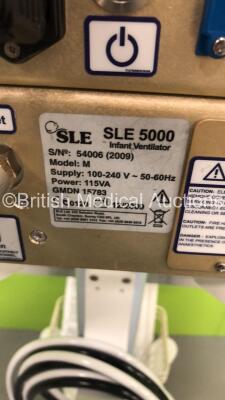 SLE 5000 Infant Ventilator TTV Plus Software Version 5.0 on Stand with Hoses (Powers Up) *S/N 54006* **Mfd 2009** - 12