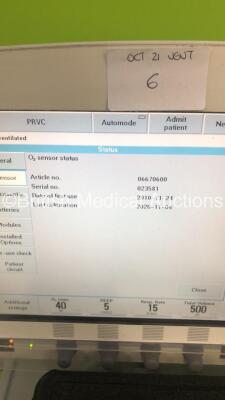 Maquet Servo-i Ventilator Model No 6487800 System Version 7.0 System Software Version 7.00.01 / Total Operating Hours 33156 with Hoses and Capnostat CO2 Sensor (Powers Up) - 4