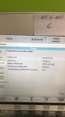 Maquet Servo-i Ventilator Model No 6487800 System Version 7.0 System Software Version 7.00.01 / Total Operating Hours 33156 with Hoses and Capnostat CO2 Sensor (Powers Up) - 5