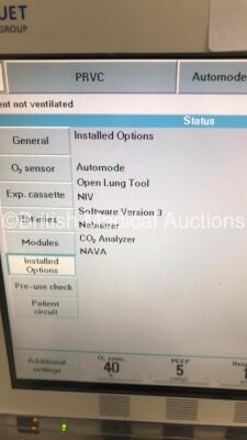 Maquet Servo-i Ventilator Model No 6487800 System Version 7.0 System Software Version 7.00.01 / Total Operating Hours 33156 with Hoses and Capnostat CO2 Sensor (Powers Up) - 7