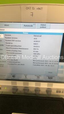 Maquet Servo-i Ventilator Model No 6487800 System Version 8.0 System Software Version 8.00.01 / Total Operating Hours 44821 with Hoses and Capnostat CO2 Sensor (Powers Up) - 4